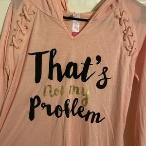 Large pink hooded graphic shirt